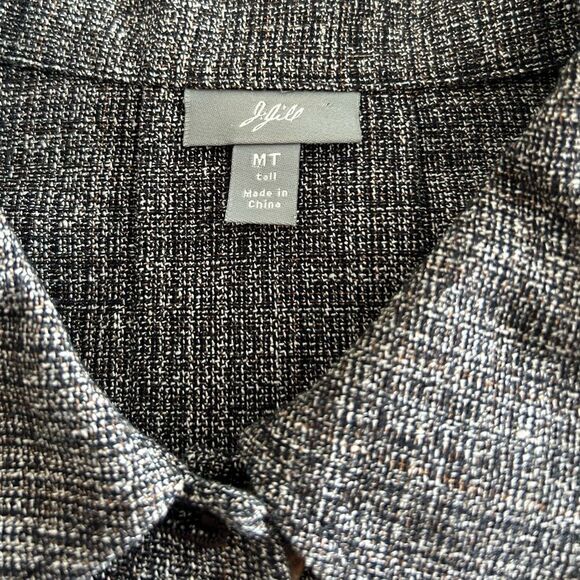 J Jill Blazer Womens Gray Tweed Lightweight Linen Blend Blazer Size Medium Tall - Picture 12 of 13
